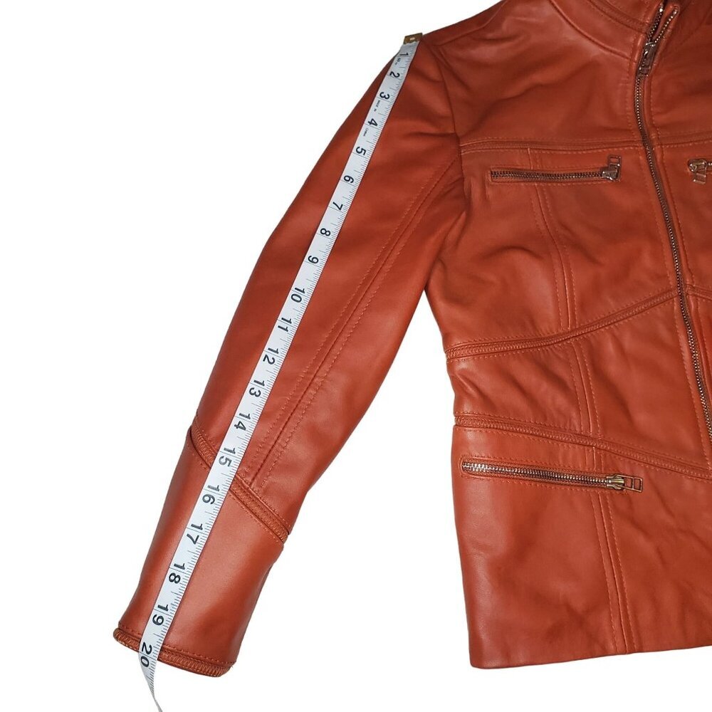 Urban Fashion Studios Eva Women’s 100% Real Tobacco Leather Sport Jacket XS - Picture 10 of 16